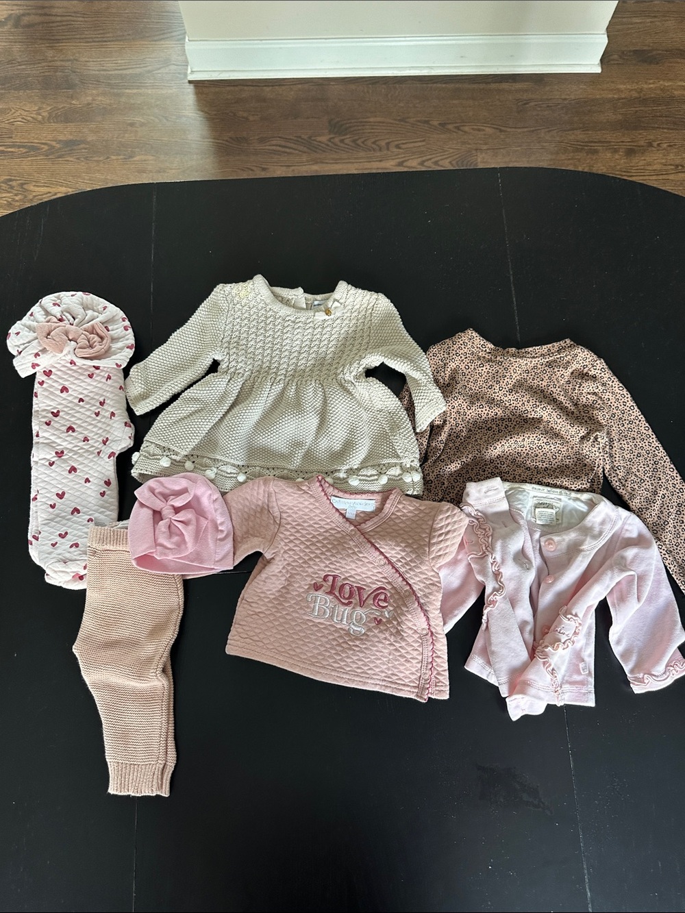 Baby Girl Pink & Cream Clothing Set - Cute Knit Tops and Hat